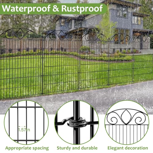 48" H x 21' L Rustproof Metal Garden Fence Panel B639