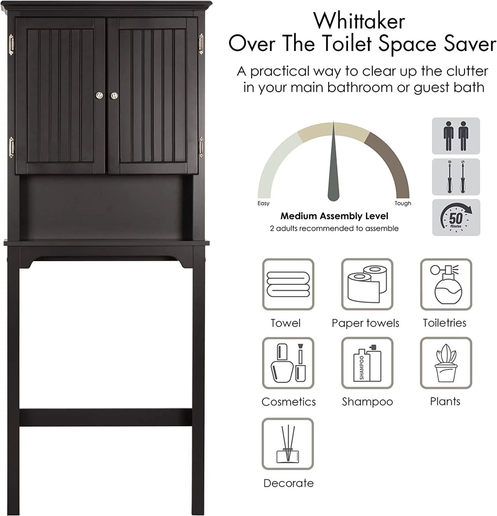 Bathroom Storage Over The Toilet Cabinet with Adjustable Shelves and Double Doors U605