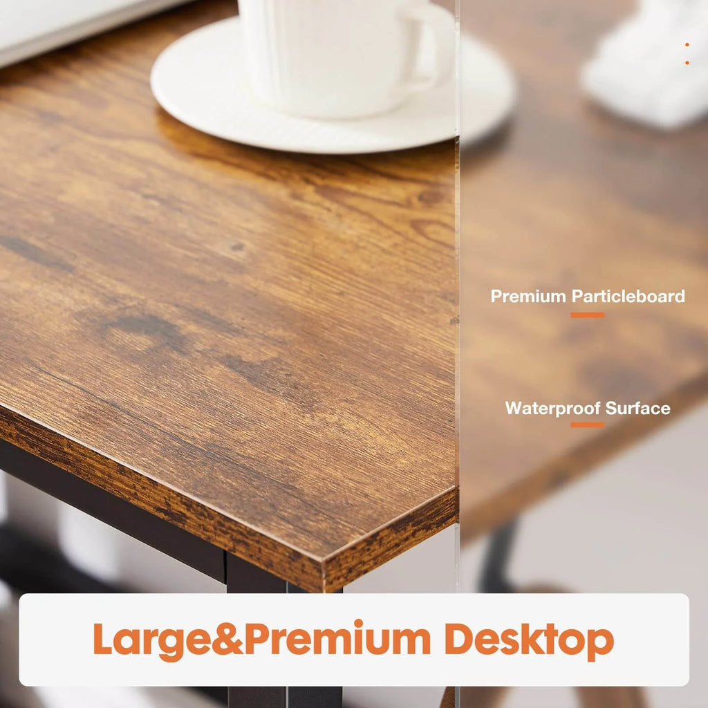 Black Rustic 55In Writing Desk with 2-Tier Drawers O206