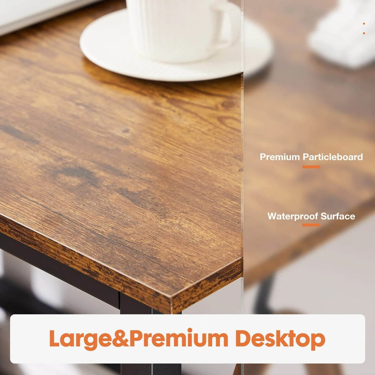 Black Rustic 55In Writing Desk with 2-Tier Drawers O206