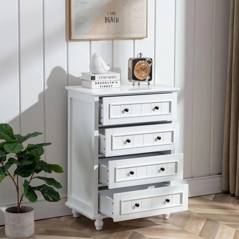 4 Drawers White Dresser F9964