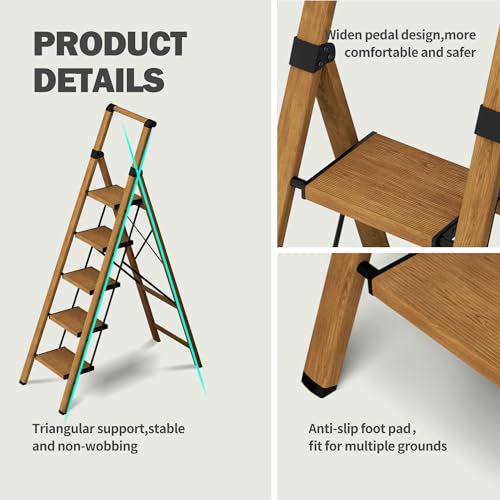 3 Step Folding Aluminum Steel Ladder 330lbs Capacity P109