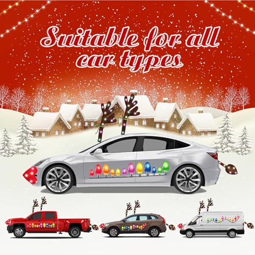 5 Pcs Car Reindeer Antlers & Nose Christmas Decor Kit Y698824
