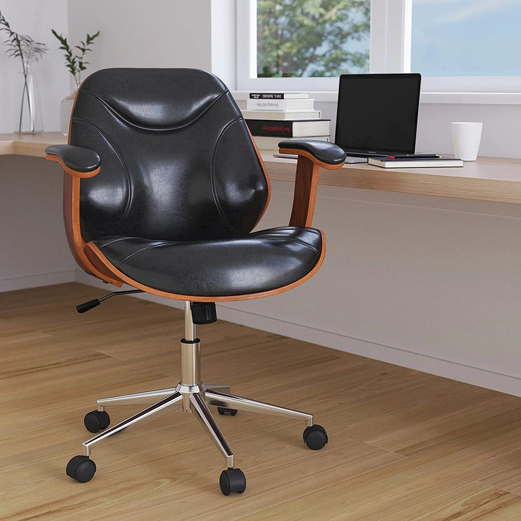 Black Faux Leather Ergonomic Office Chair G262473