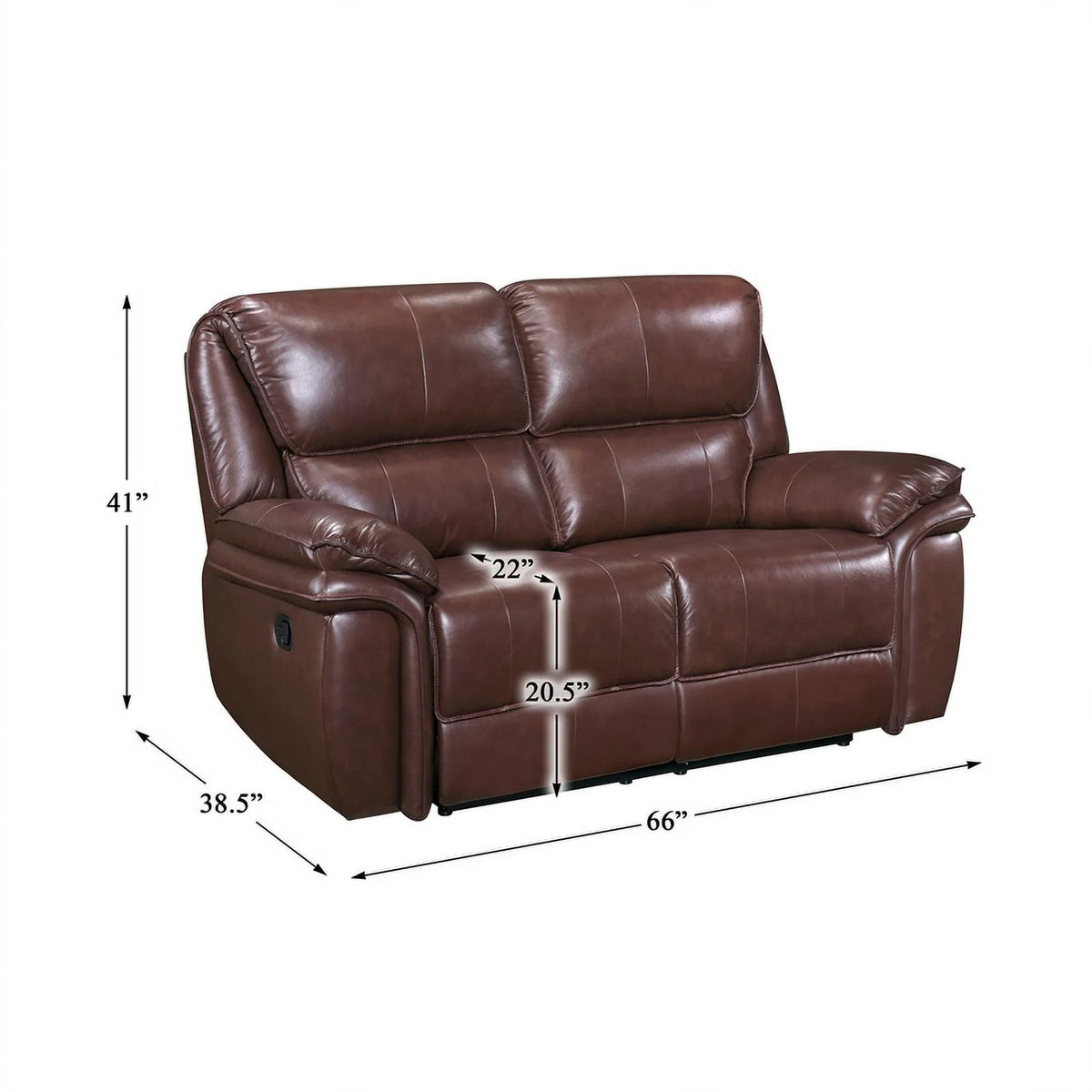 Brown Leather Match Double Reclining Love Seat S948