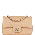 Beige Lambskin Mini Rectangular Flap Bag M632