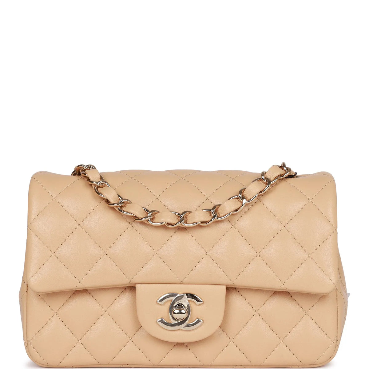 Beige Lambskin Mini Rectangular Flap Bag M632