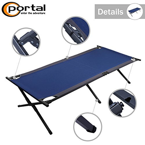 Folding Portable Camping Cot with Carry Bag and Side Storage Organizer P11744