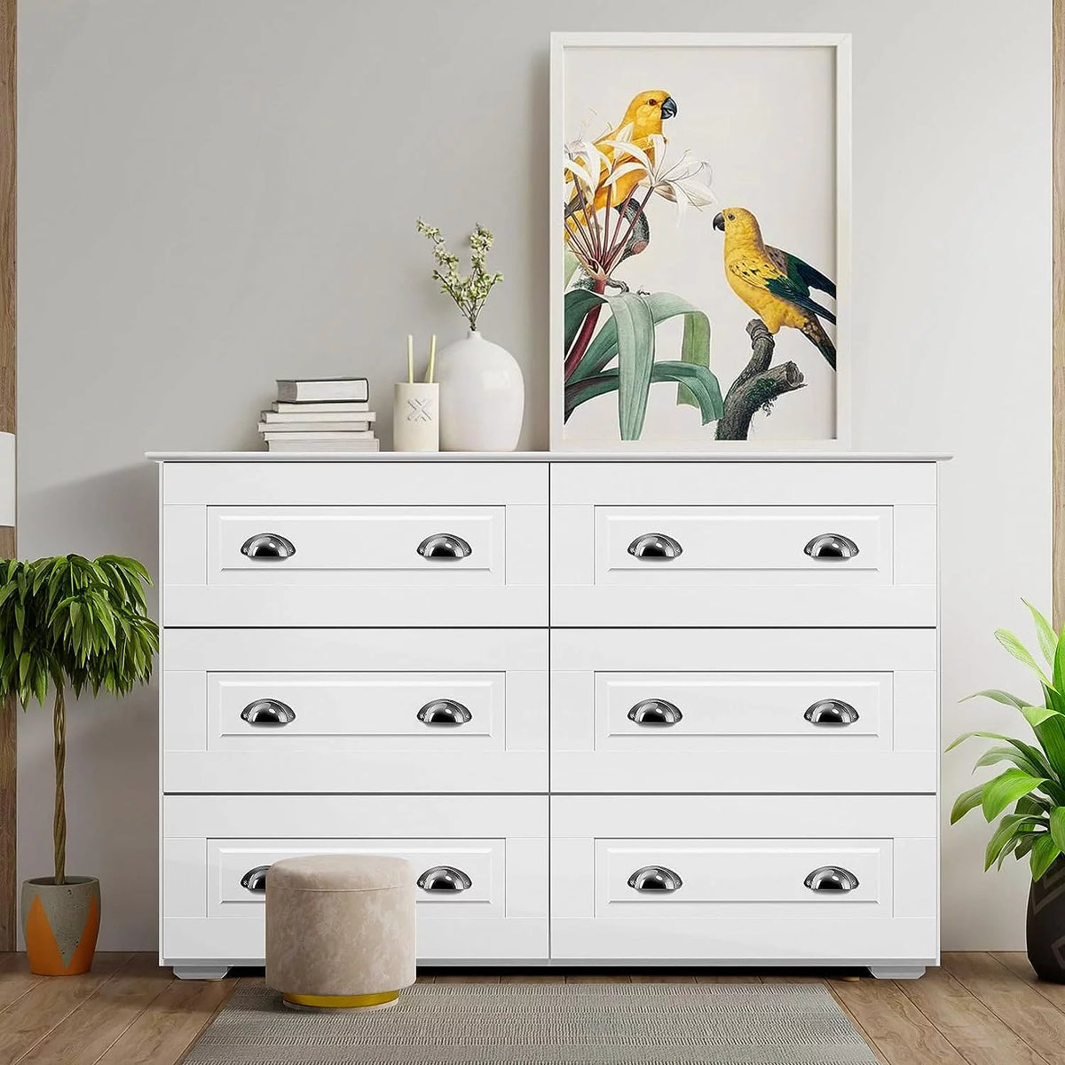 White 6 Drawer Wood Dresser G2176