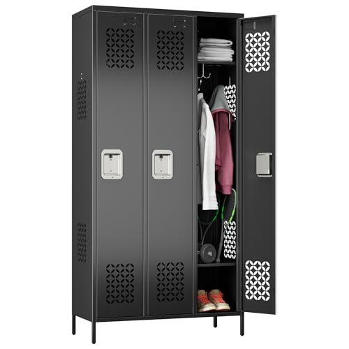 Metal Locker with Padlock and Keys, 9 Doors Black Steel Storage Locker Cabinet V19444