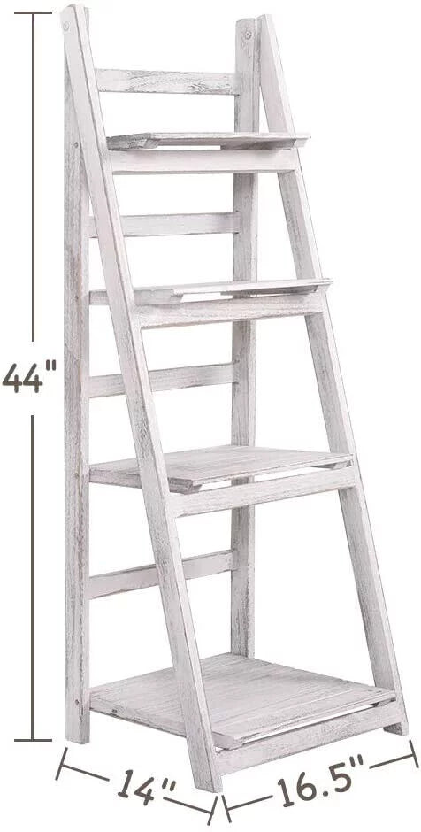 4Tier Wooden Plant Stand Foldable Ladder Shelf R699