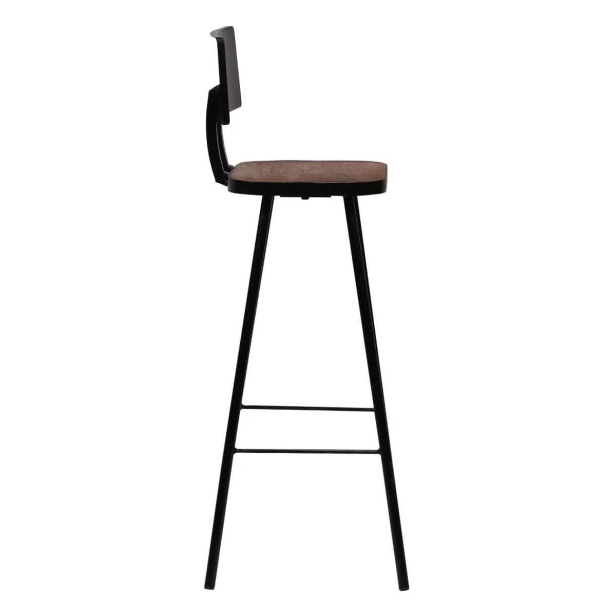 2 Piece Bar Stools Reclaimed Wood Seat with Backrest Steel Frame E623
