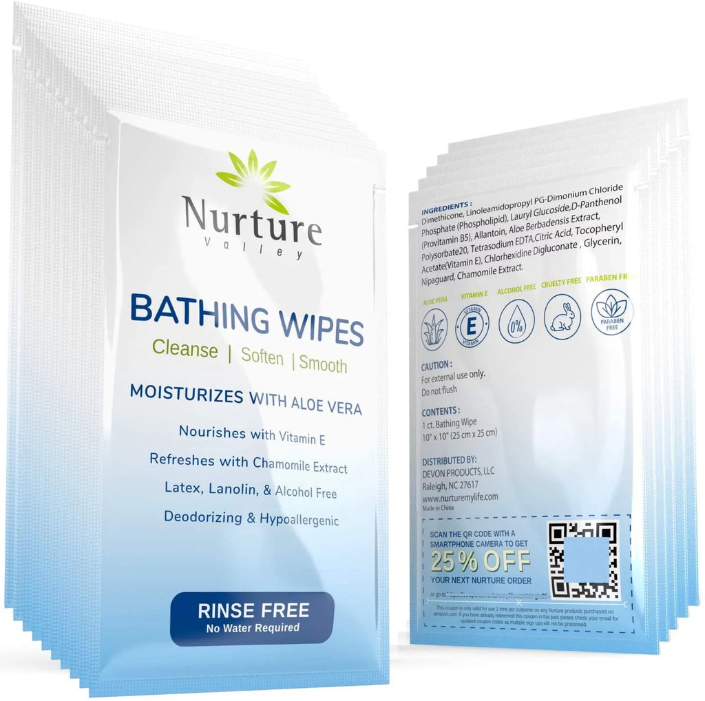 Rinse Free Bathing Wipes Aloe Vera Vitamin E 40 Travel Packs Q91705