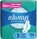 Ultra Thin Feminine Pads with Wings, Unscented, 114 Count R931