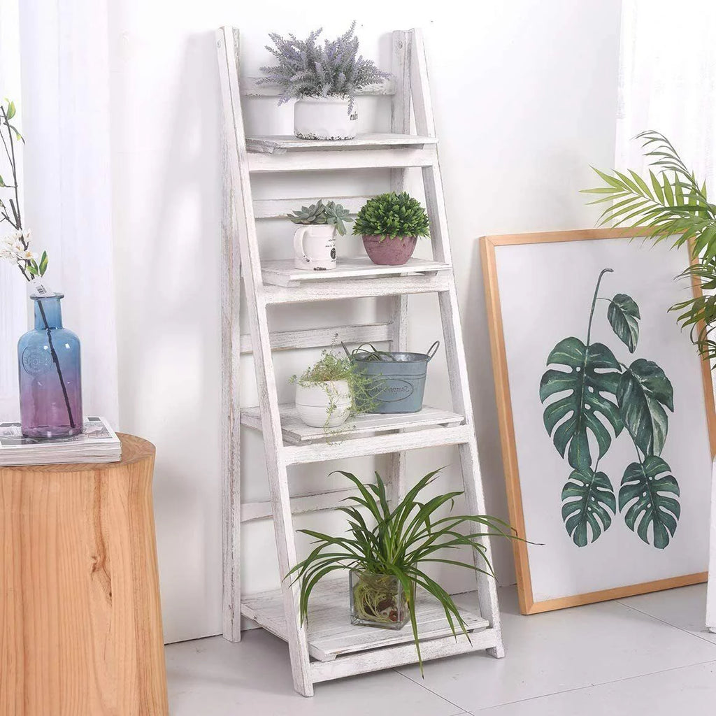 4Tier Wooden Plant Stand Foldable Ladder Shelf R699