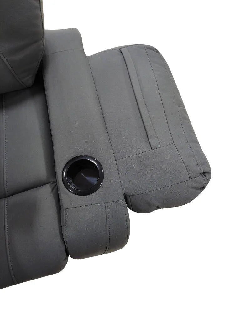 Gray Faux Microsuede Recliner with Cupholder K25995