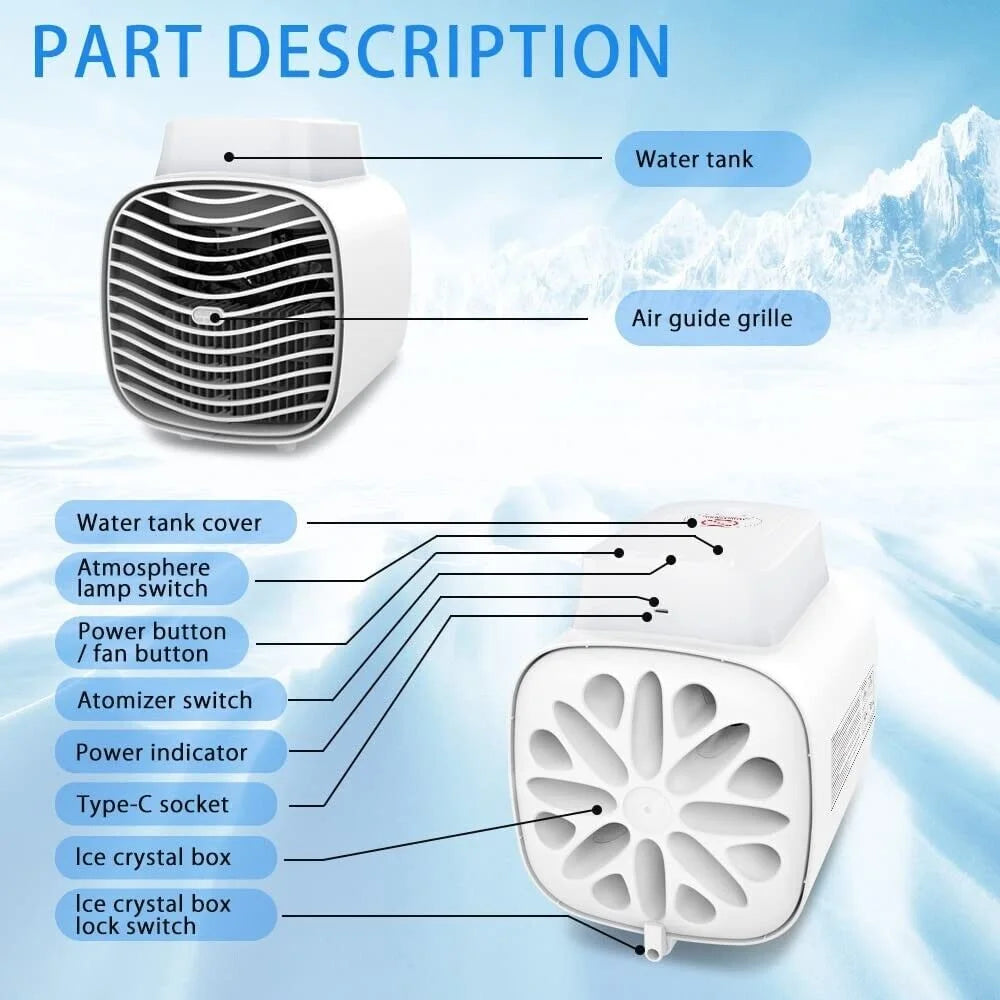 Portable USB Air Conditioners Fan Evaporative Mini Humidifier with Ice Tray Z761276