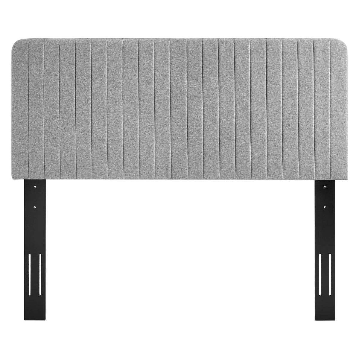 Light Gray Tufted Upholstered Fabric King Headboard K4348