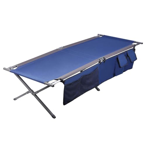 Folding Portable Camping Cot with Carry Bag and Side Storage Organizer P11744