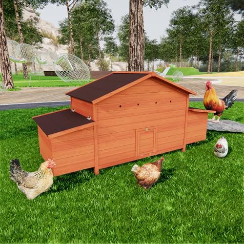 3-Tier Large Wooden Chicken Coop with Run and Nesting Boxes K41000