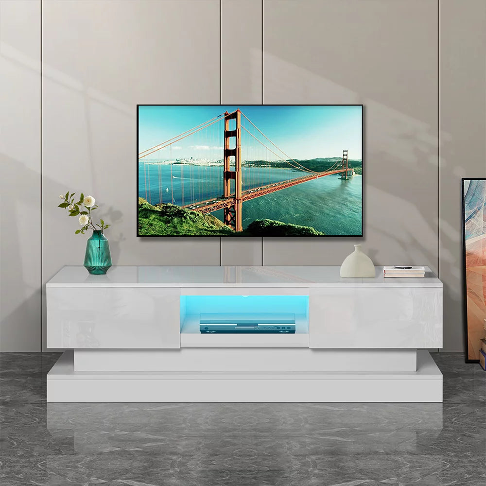 White High Gloss LED TV Stand with 16 Colors Lights T111372
