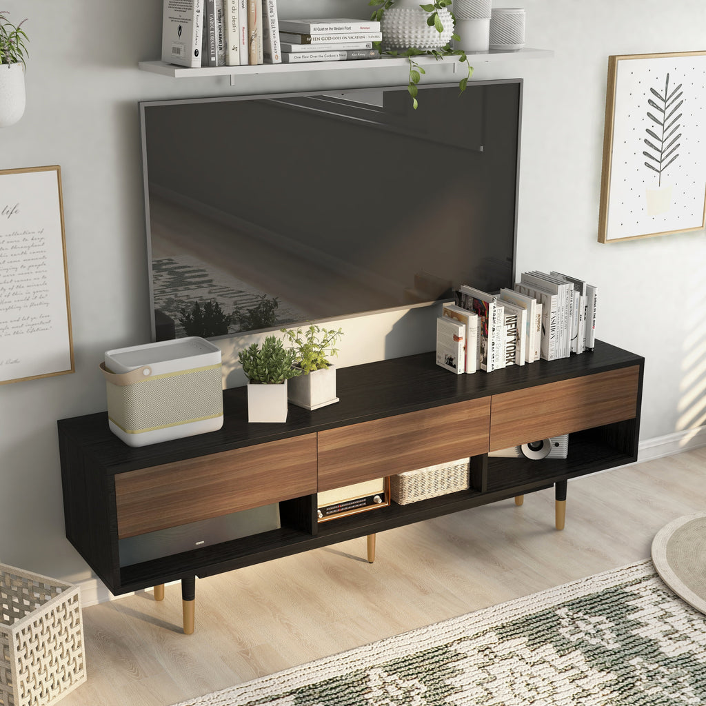 Black 71-inch 3-Shelf TV Console B4070