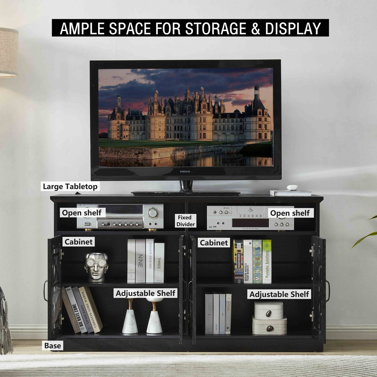 Black Wood Grain TV Console D35015