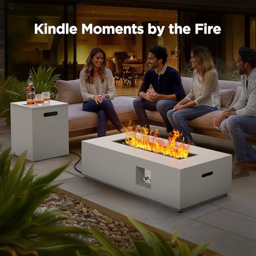 43 Inch 50000 BTU Propane Gas Fire Pit Table with Glass Rocks B895