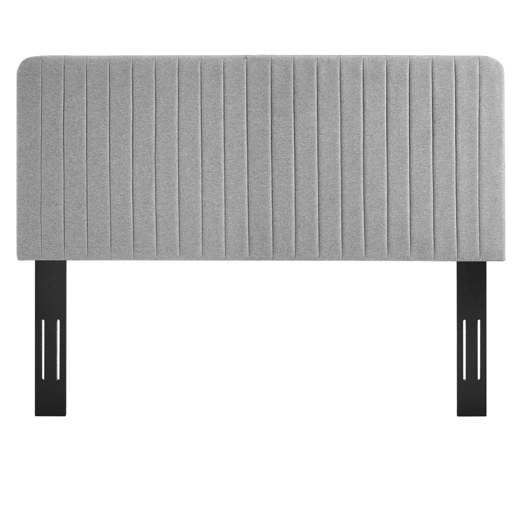Light Gray Tufted Upholstered Fabric King Headboard K4348