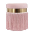 Blush Velvet Ottoman with Brass Band E464780
