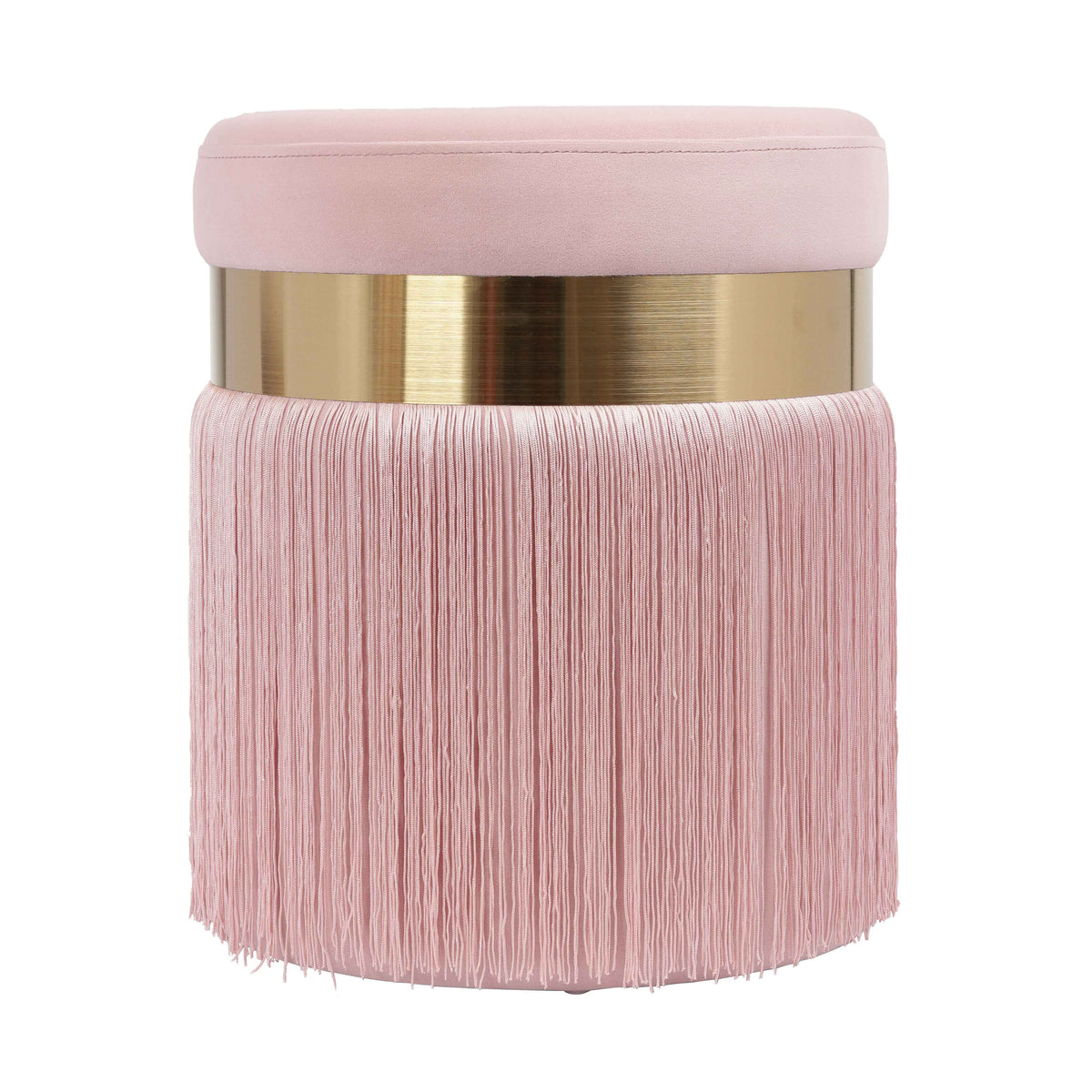 Blush Velvet Ottoman with Brass Band E464780
