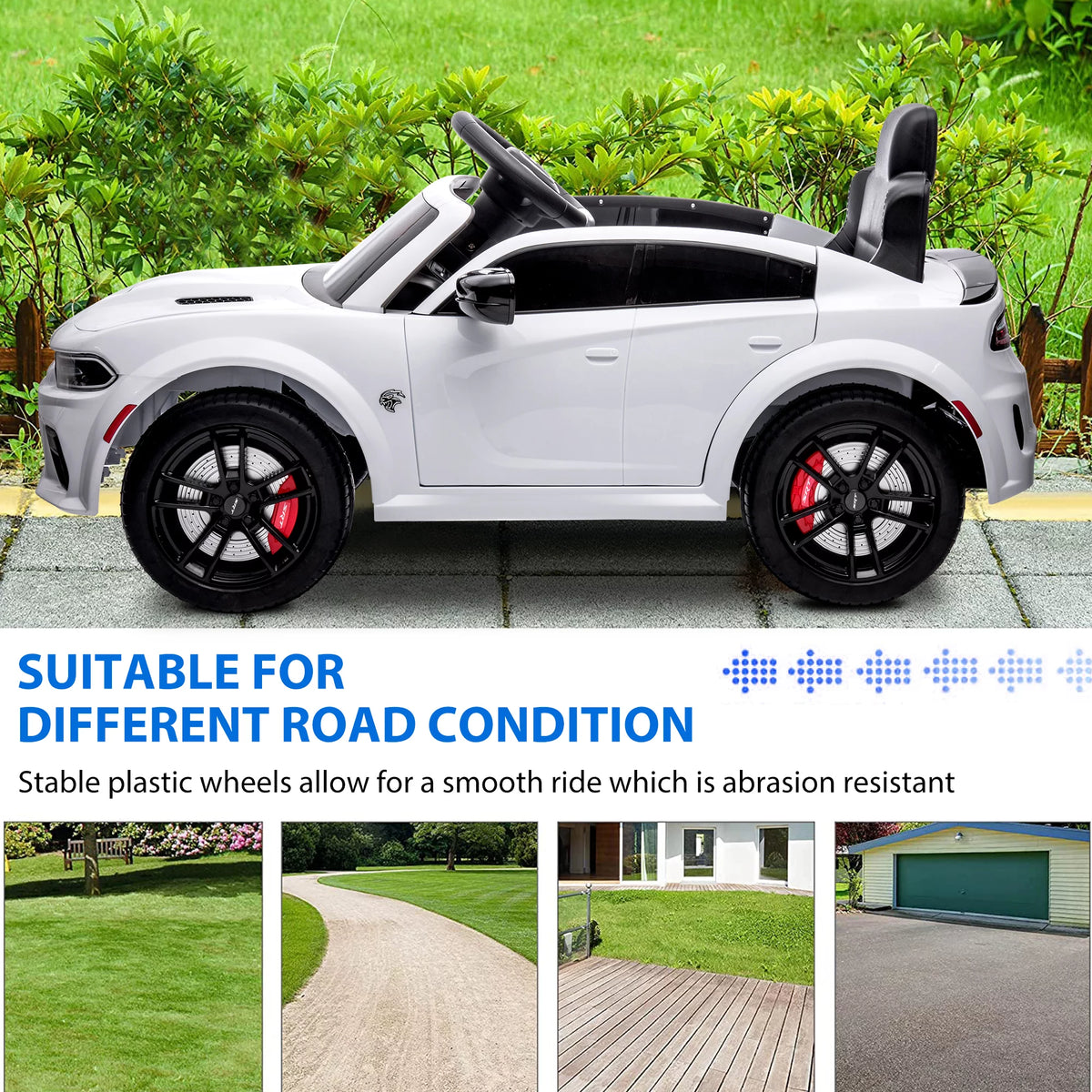 12V White Ride on Car with Remote Control J348336