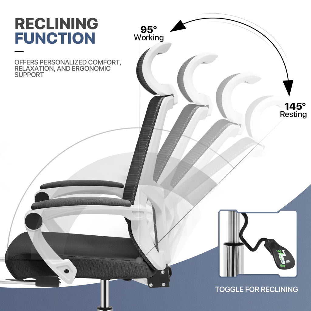 Black Ergonomic High Back Mesh Office Chair with Headrest & Footrest Y319