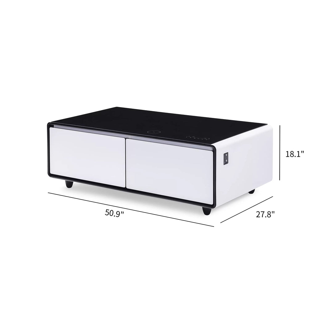 Smart Coffee Table with Fridge and Bluetooth Speaker O63907
