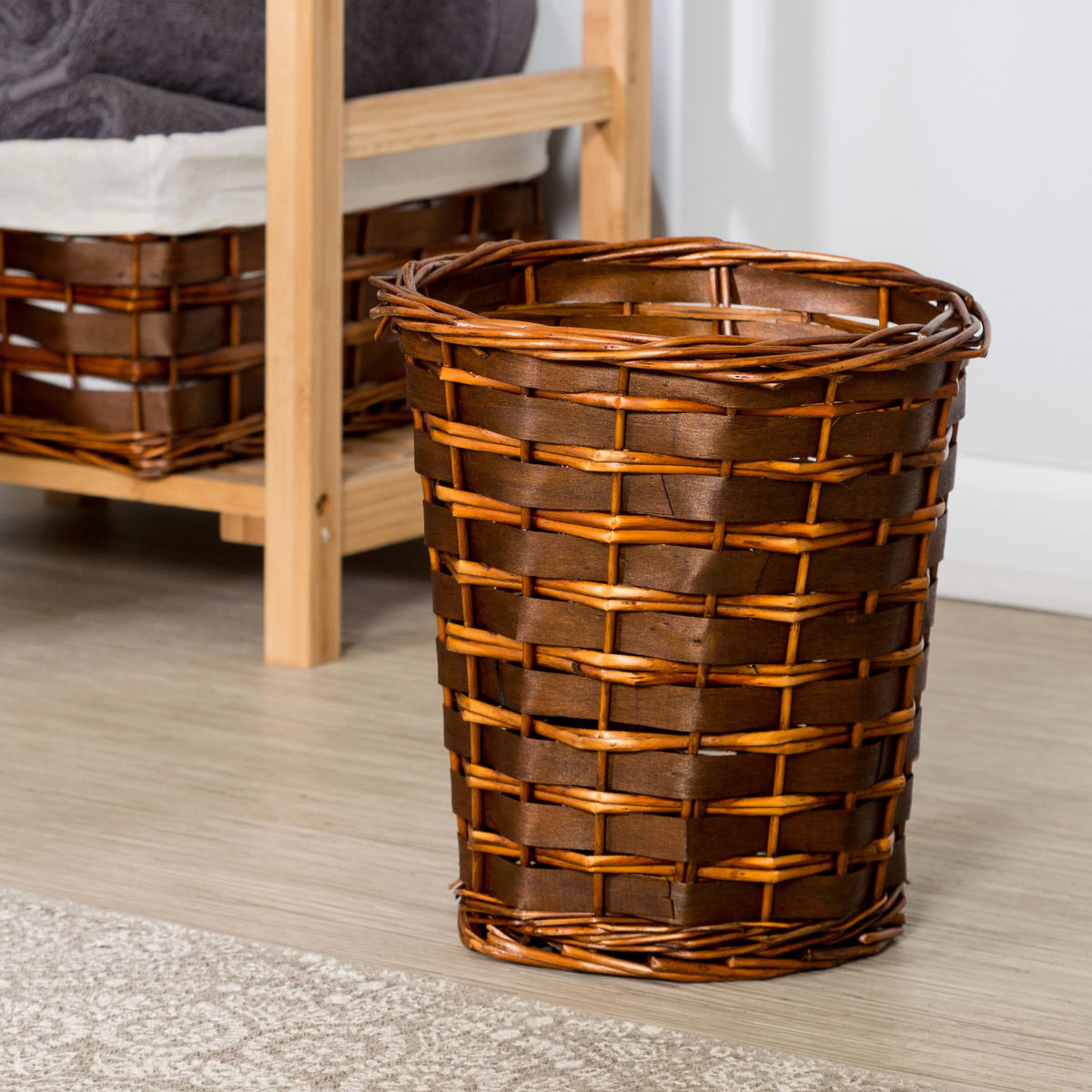 Wicker Laundry Hamper and Bath Storage Basket Set of 7 P901