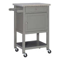 Gray Wood Stainless Steel-Top Kitchen Cart E16638
