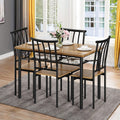 5-Piece Kitchen Table and Chairs for 4 with Metal Frame & Storage Rack U982860