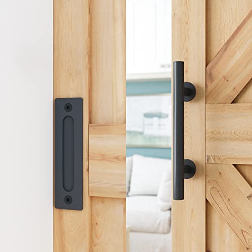 6.6ft Heavy Duty Sliding Barn Door Hardware Kit, Black O118