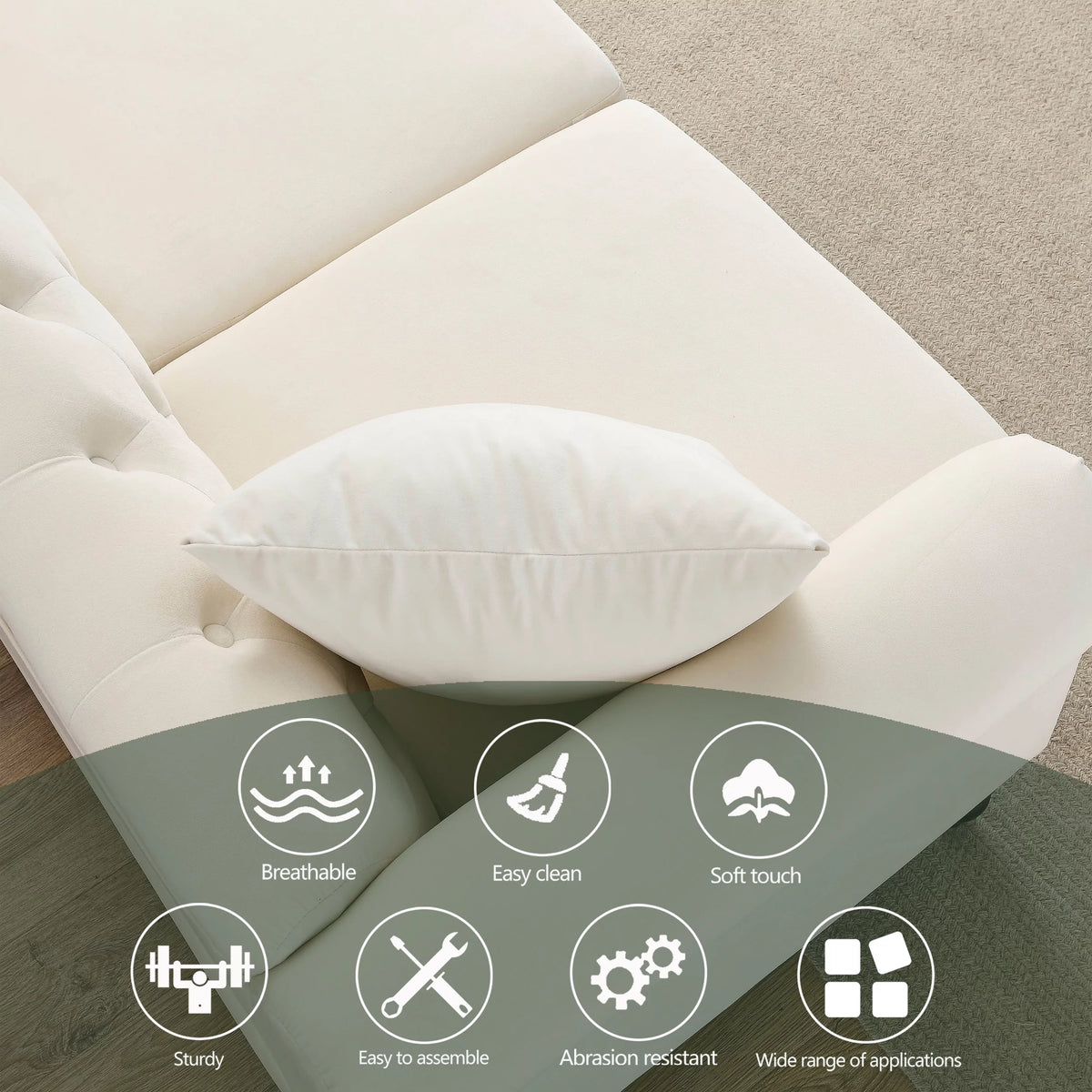 Velvet 3 Seater Button Tufted Sofa T510