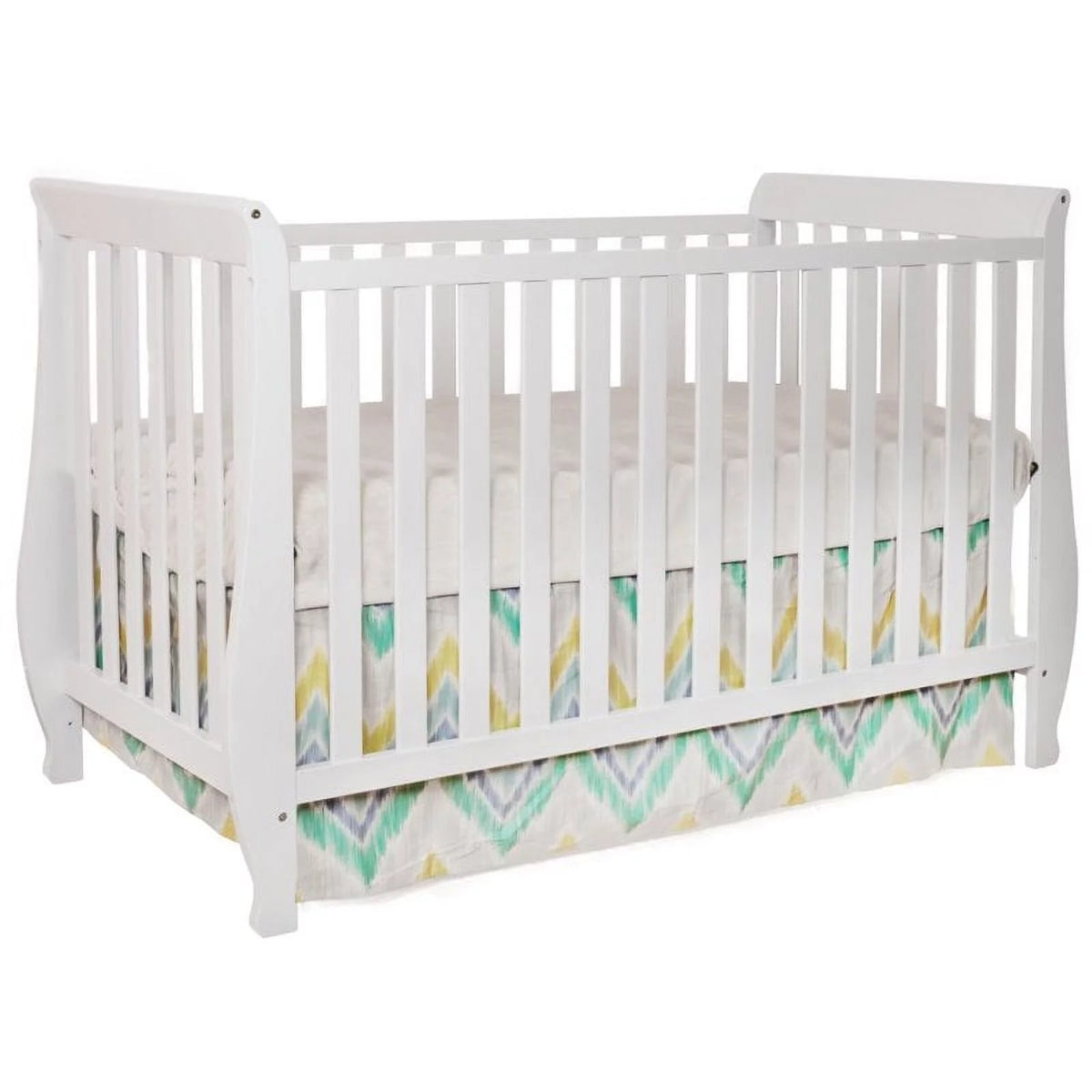 White 4 in 1 Convertible Crib with Mattress T59976
