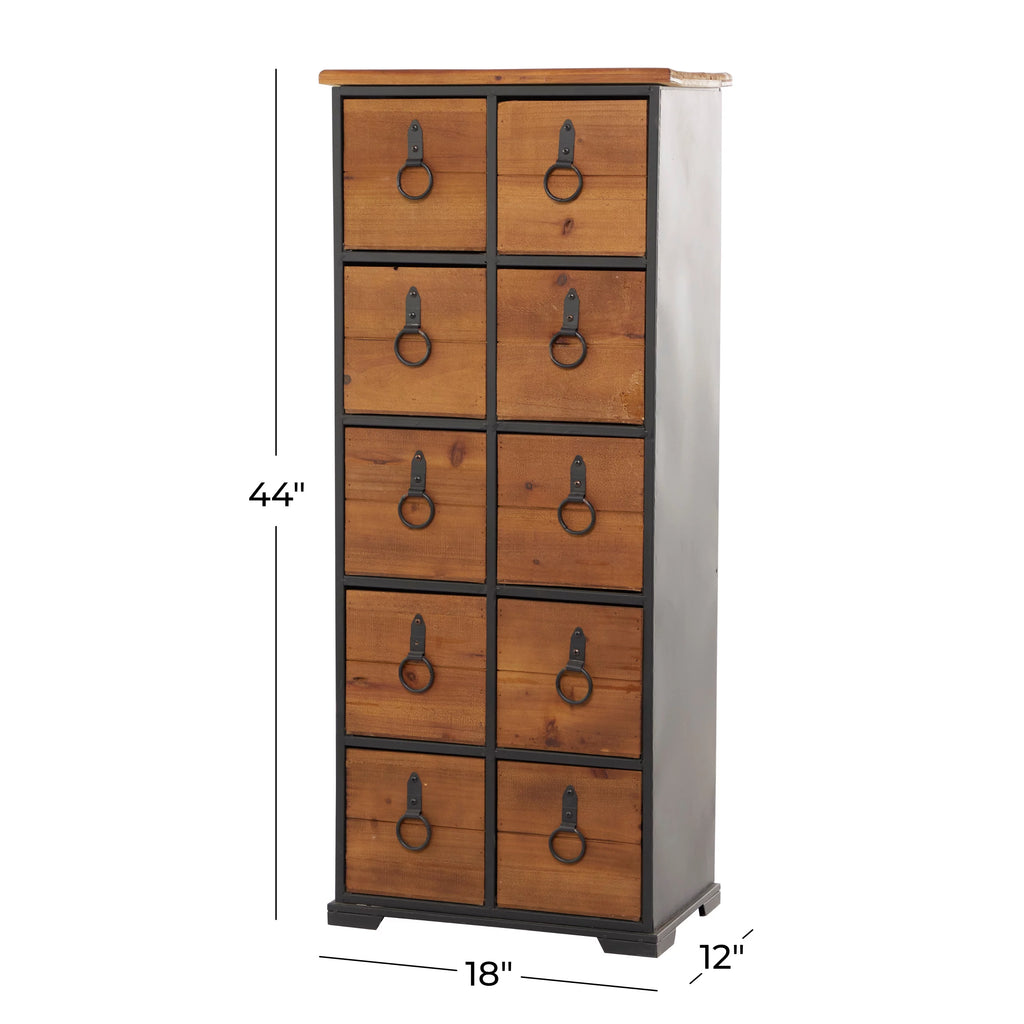 Rustic Wood Chest with Black Handles Y163381