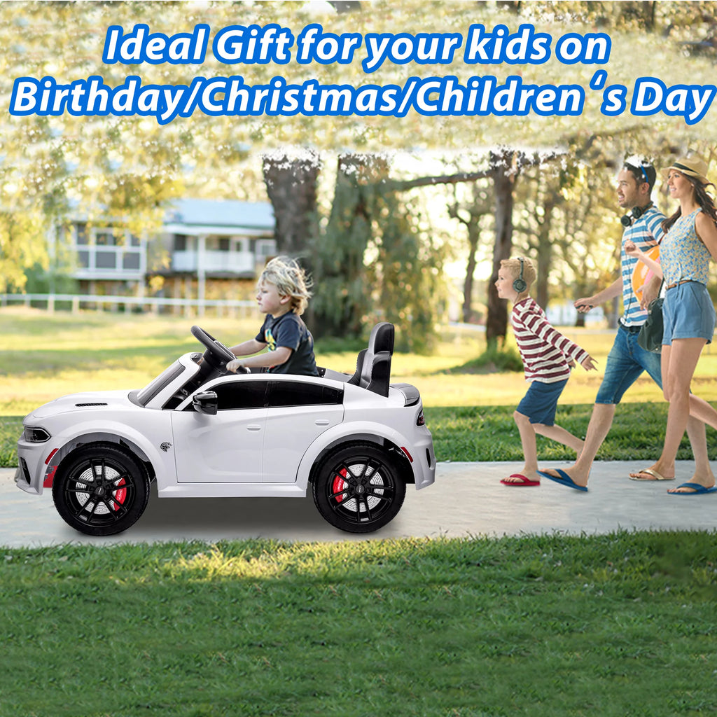 12V White Ride on Car with Remote Control J348336
