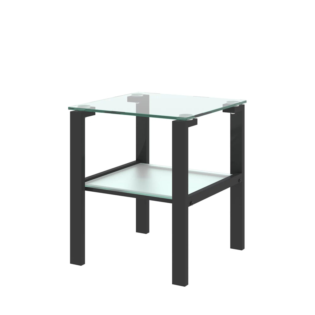 Set of 2 Tempered Glass Square Side Table Y6029