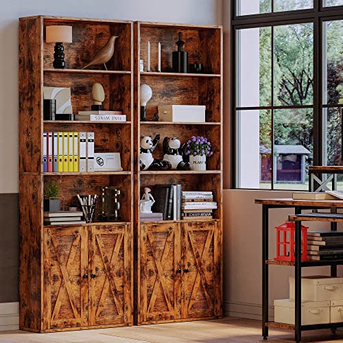Industrial 6 Shelf Bookshelves with Doors G489136