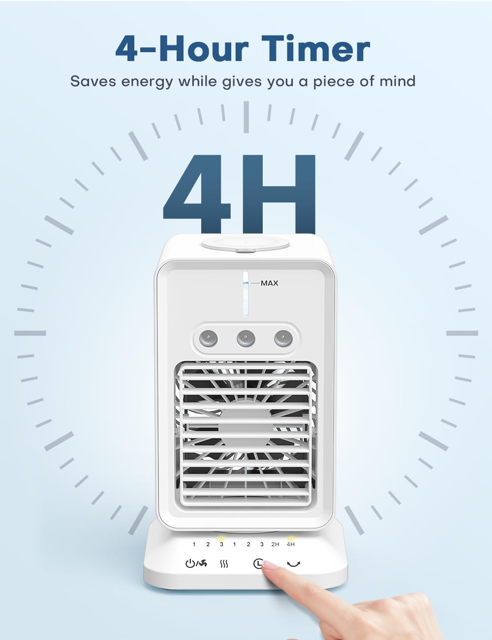 Portable Air Conditioner with 90° Rotate Base, 4H Timer, 300ml Water Tank O258