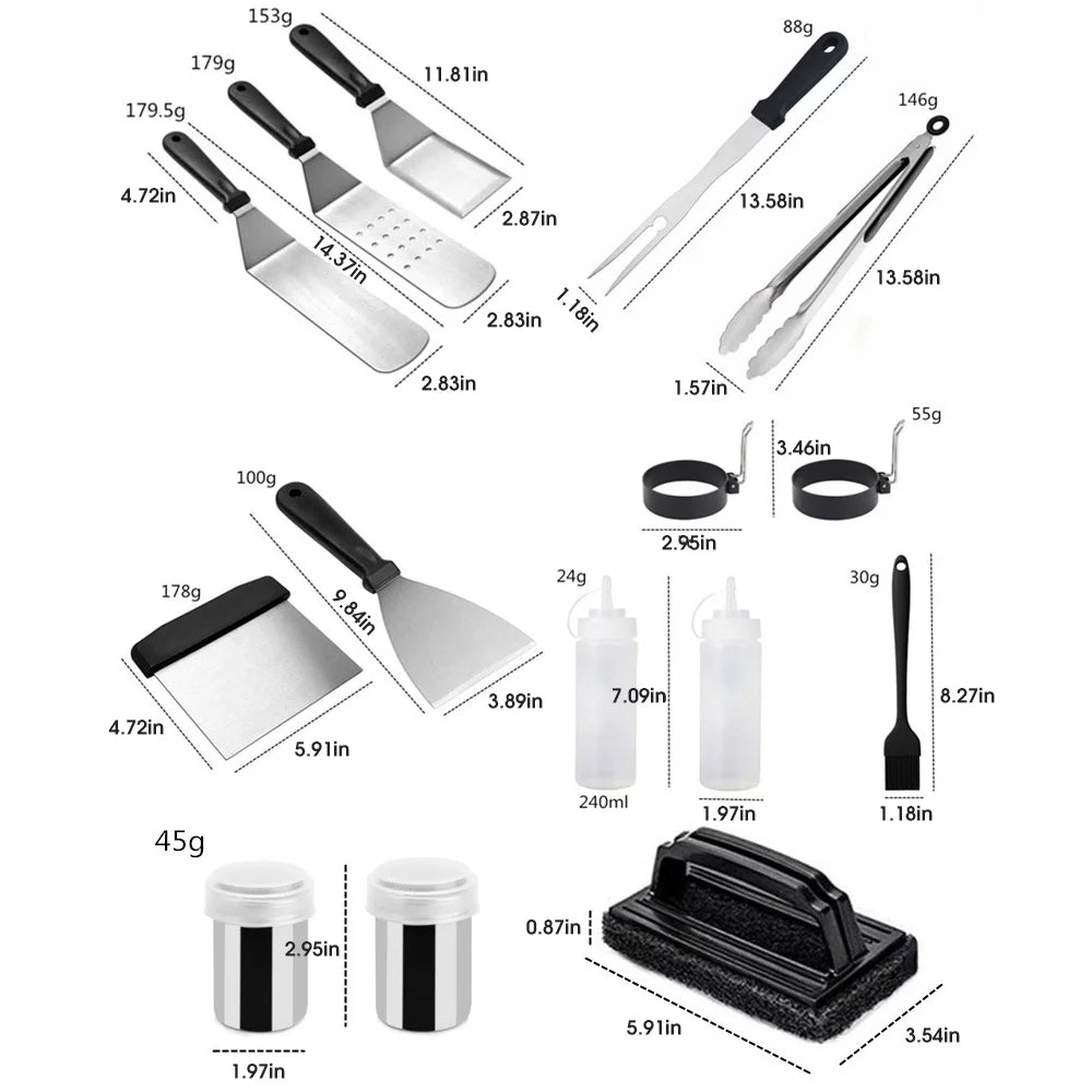 15 Pcs Stainless Steel BBQ Tools Set with Storage Bag M187