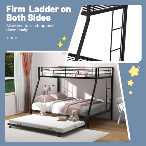 Twin Over Full Metal Bunk Bed with Trundle A172