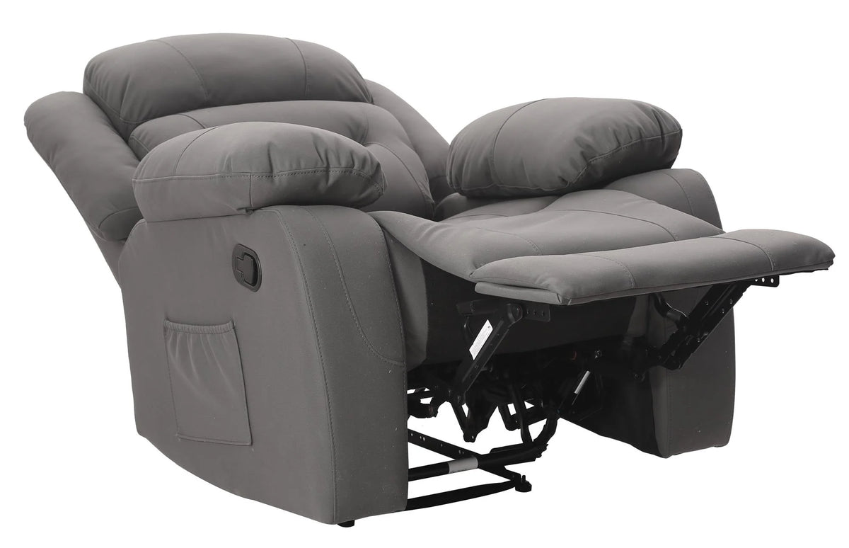Gray Faux Microsuede Recliner with Cupholder K25995