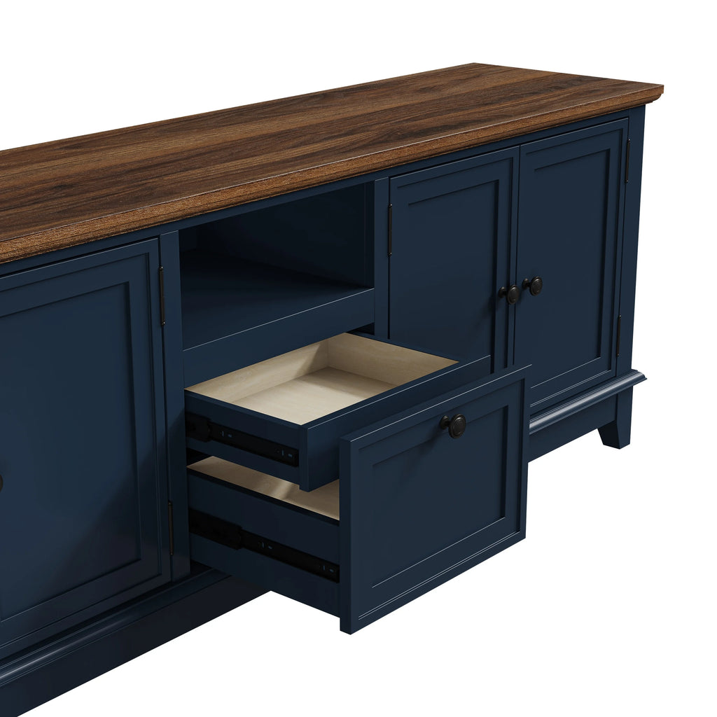Navy Blue 72-Inch TV Stand with Adjustable Shelves L158