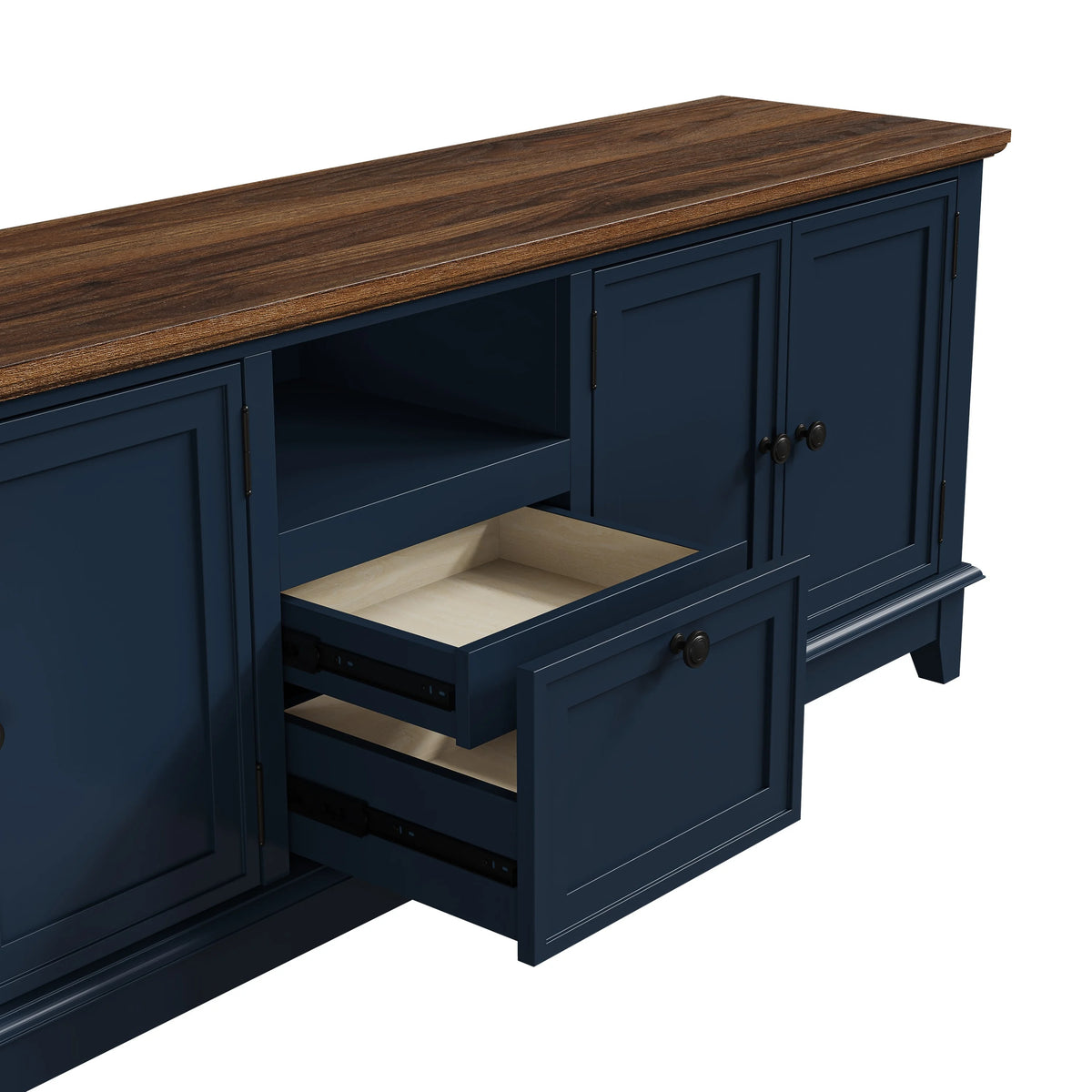 Navy Blue 72-Inch TV Stand with Adjustable Shelves L158